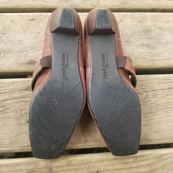 Vintage 90s y2k Paul Green Brown Nubuck Suede Leather Square Toe Mary Jane Heels - Picture 6 of 10